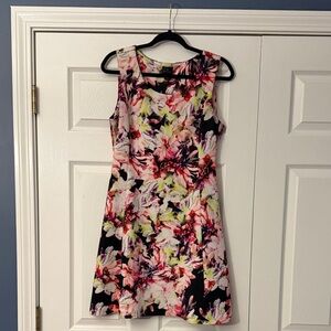 Worthington Black and Pink Floral Mini Dress